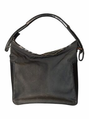 Gucci Black Nylon Leather Trim Shoulder Bag Hobo Vintage Y2K Made in Italy
